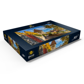 Darstellung des Puzzle Motivs Neckarhaldentor und Blick zur Altstadt, Esslingen am Neckar - Puzzleteile: 500