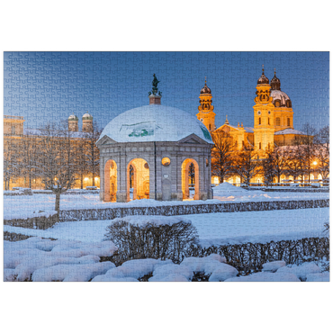 puzzleplate Parkanlage mit dem Dianatempel, Frauenkirche und der Theatinerkirche 1000 Puzzle