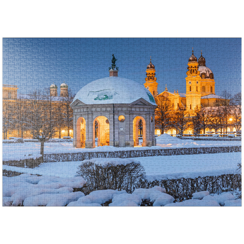 puzzleplate Parkanlage mit dem Dianatempel, Frauenkirche und der Theatinerkirche 1000 Puzzle