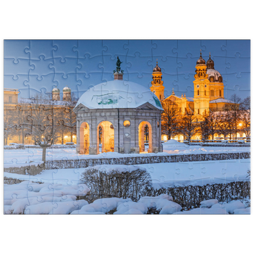 puzzleplate Parkanlage mit dem Dianatempel, Frauenkirche und der Theatinerkirche 100 Puzzle