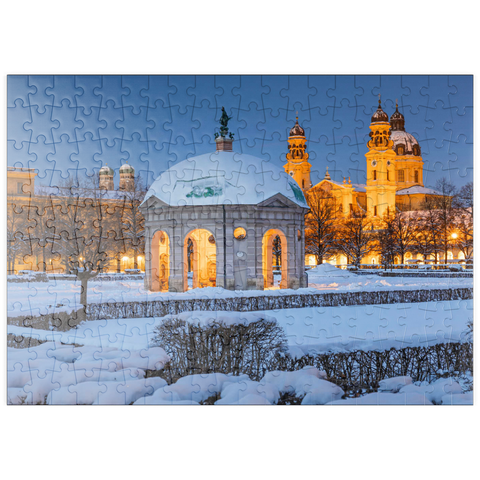 puzzleplate Parkanlage mit dem Dianatempel, Frauenkirche und der Theatinerkirche 200 Puzzle