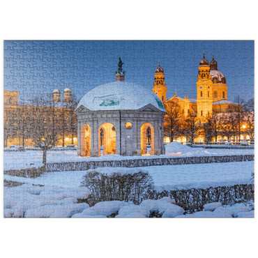 puzzleplate Parkanlage mit dem Dianatempel, Frauenkirche und der Theatinerkirche 500 Puzzle