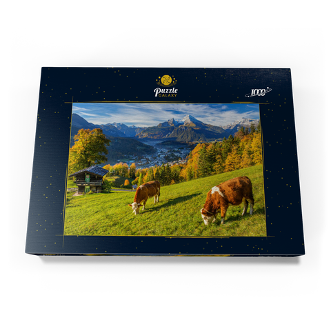 Blick vom Metzenleitenweg über Berchtesgaden zum Watzmann (2713m) 1000 Puzzle Schachtel Ansicht3