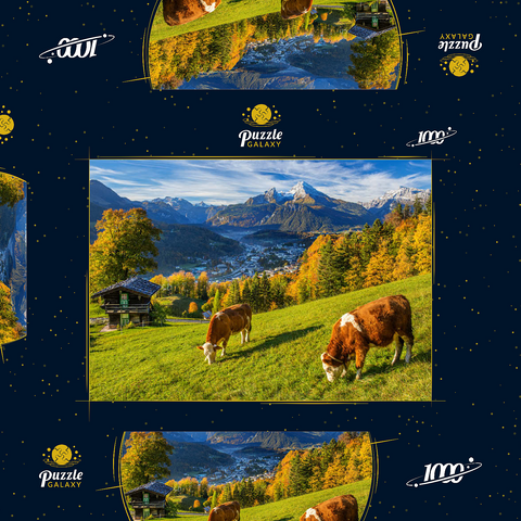 Blick vom Metzenleitenweg über Berchtesgaden zum Watzmann (2713m) 1000 Puzzle Schachtel 3D Modell