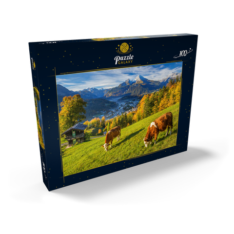 Blick vom Metzenleitenweg über Berchtesgaden zum Watzmann (2713m) 100 Puzzle Schachtel Ansicht2