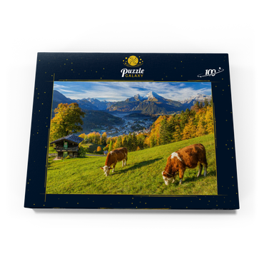 Blick vom Metzenleitenweg über Berchtesgaden zum Watzmann (2713m) 100 Puzzle Schachtel Ansicht3