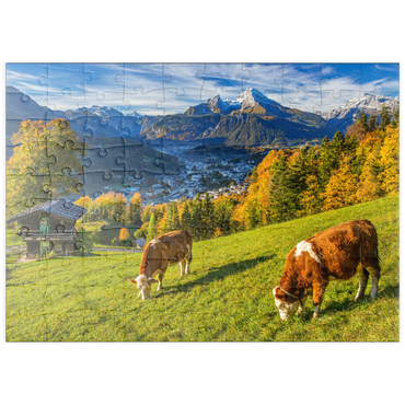 puzzleplate Blick vom Metzenleitenweg über Berchtesgaden zum Watzmann (2713m) 100 Puzzle