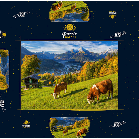 Blick vom Metzenleitenweg über Berchtesgaden zum Watzmann (2713m) 100 Puzzle Schachtel 3D Modell