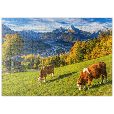 puzzleplate Blick vom Metzenleitenweg über Berchtesgaden zum Watzmann (2713m) 500 Puzzle