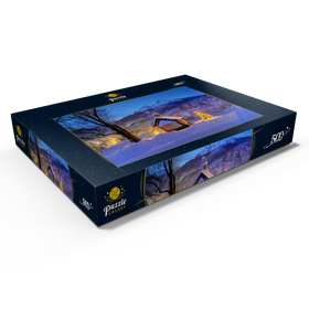 Darstellung des Puzzle Motivs Kirchleitnkapelle am Weinfeld mit Watzmann (2713m) und Weihnachtsbaum - Puzzleteile: 500