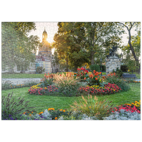 Darstellung des Puzzle-Motivs Brühlscher Garten an der Brühlschen Terrasse mit Blick zur Frauenkirche – Puzzleteile: 1000
