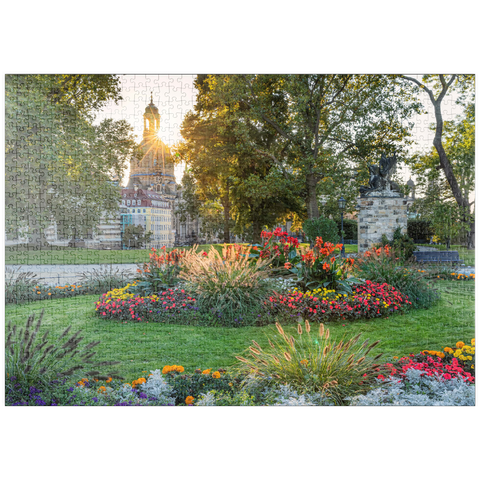 puzzleplate Brühlscher Garten am östlichen Ende der Brühlschen Terrasse mit Blick zur Frauenkirche am Abend 1000 Puzzle