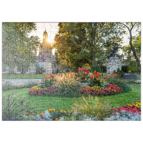 Darstellung des Puzzle-Motivs Brühlscher Garten an der Brühlschen Terrasse mit Blick zur Frauenkirche – Puzzleteile: 200