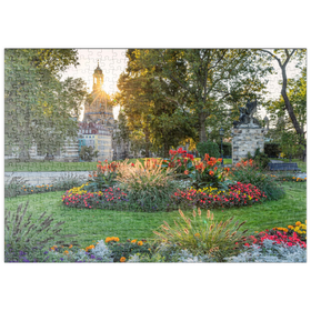 Darstellung des Puzzle-Motivs Brühlscher Garten an der Brühlschen Terrasse mit Blick zur Frauenkirche – Puzzleteile: 500