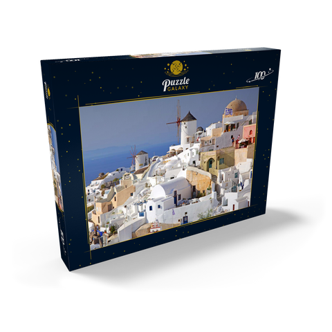 Ort mit Windmühlen, Oia, Insel Santorin, Kykladen, Griechenland 100 Puzzle Schachtel Ansicht2