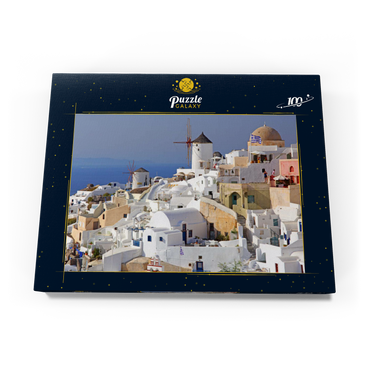 Ort mit Windmühlen, Oia, Insel Santorin, Kykladen, Griechenland 100 Puzzle Schachtel Ansicht3