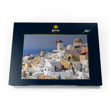 Ort mit Windmühlen, Oia, Insel Santorin, Kykladen, Griechenland 500 Puzzle Schachtel Ansicht3