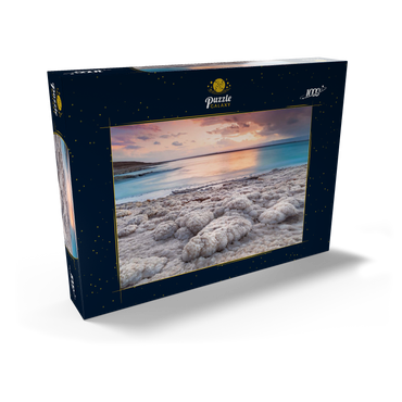 Salzkristalle am Ufer im Abendlicht, Totes Meer (Dead Sea), Jordantal, Jordanien 1000 Puzzle Schachtel Ansicht2