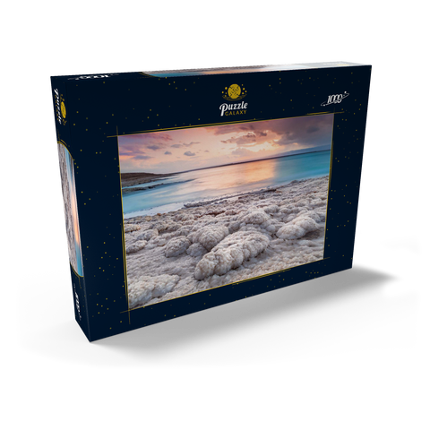 Salzkristalle am Ufer im Abendlicht, Totes Meer (Dead Sea), Jordantal, Jordanien 1000 Puzzle Schachtel Ansicht2
