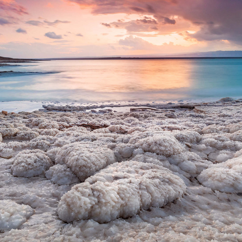 Salzkristalle am Ufer im Abendlicht, Totes Meer (Dead Sea), Jordantal, Jordanien 1000 Puzzle 3D Modell
