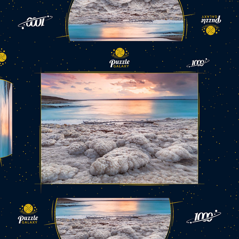 Salzkristalle am Ufer im Abendlicht, Totes Meer (Dead Sea), Jordantal, Jordanien 1000 Puzzle Schachtel 3D Modell
