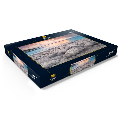 Salzkristalle am Ufer im Abendlicht, Totes Meer (Dead Sea), Jordantal, Jordanien 100 Puzzle Schachtel Ansicht1