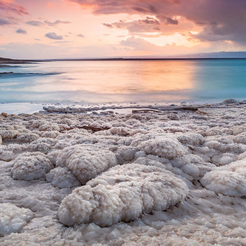 Salzkristalle am Ufer im Abendlicht, Totes Meer (Dead Sea), Jordantal, Jordanien 200 Puzzle 3D Modell