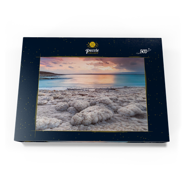 Salzkristalle am Ufer im Abendlicht, Totes Meer (Dead Sea), Jordantal, Jordanien 500 Puzzle Schachtel Ansicht3
