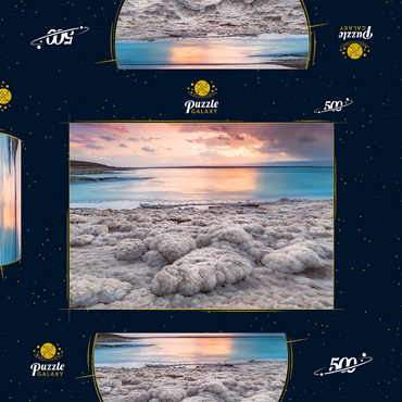 Salzkristalle am Ufer im Abendlicht, Totes Meer (Dead Sea), Jordantal, Jordanien 500 Puzzle Schachtel 3D Modell