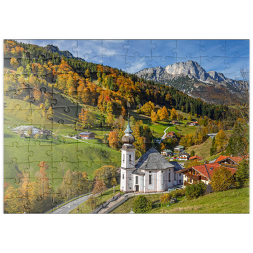 puzzleplate Wallfahrtskirche Maria Gern bei Berchtesgaden gegen Untersberg (1973m) 100 Puzzle