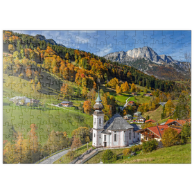 Darstellung des Puzzle-Motivs Wallfahrtskirche Maria Gern bei Berchtesgaden gegen Untersberg (1973m) – Puzzleteile: 200