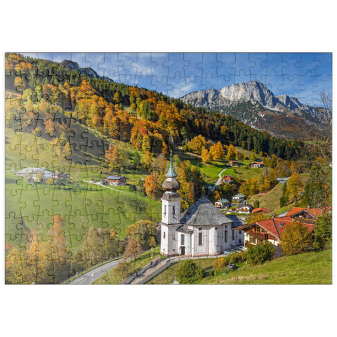 puzzleplate Wallfahrtskirche Maria Gern bei Berchtesgaden gegen Untersberg (1973m) 200 Puzzle