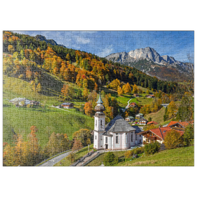 Darstellung des Puzzle-Motivs Wallfahrtskirche Maria Gern bei Berchtesgaden gegen Untersberg (1973m) – Puzzleteile: 500