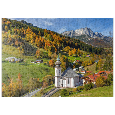 puzzleplate Wallfahrtskirche Maria Gern bei Berchtesgaden gegen Untersberg (1973m) 500 Puzzle