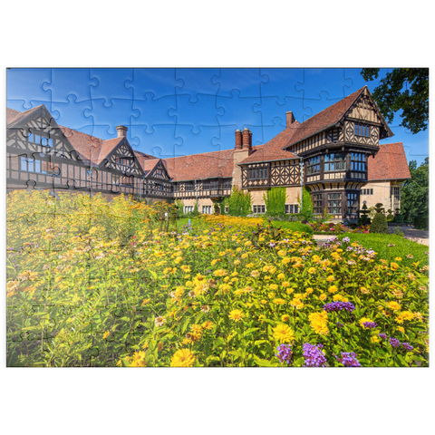 puzzleplate Schloss Cecilienhof im Landschaftspark Neuer Garten im englischen Landhausstil, Sitz der Potsdamer Konferenz 100 Puzzle