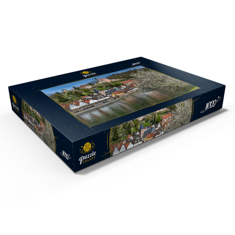 Historischer Ortskern mit Burg Hirschhorn im Frühling 1000 Puzzle Schachtel Ansicht1