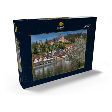 Historischer Ortskern mit Burg Hirschhorn im Frühling 1000 Puzzle Schachtel Ansicht2