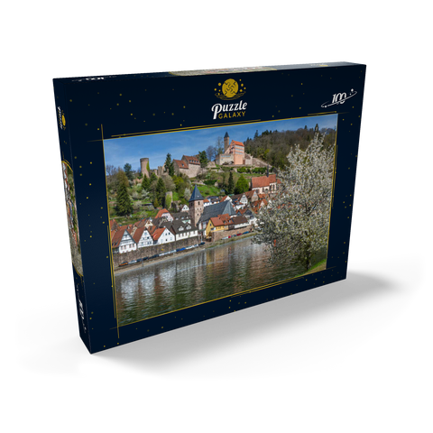 Historischer Ortskern mit Burg Hirschhorn im Frühling 100 Puzzle Schachtel Ansicht2
