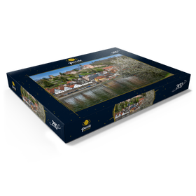 Darstellung des Puzzle Motivs Historischer Ortskern mit Burg Hirschhorn im Frühling - Puzzleteile: 200