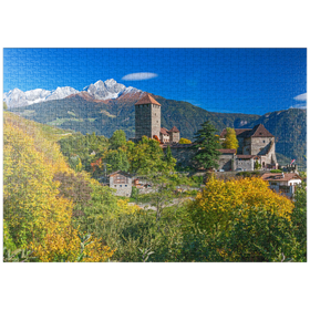 Darstellung des Puzzle-Motivs Schloss Tirol im Dorf Tirol bei Meran, Provinz Bozen, Trentino-Südtirol, Italien – Puzzleteile: 1000