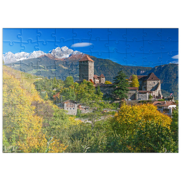 puzzleplate Schloss Tirol im Dorf Tirol bei Meran, Provinz Bozen, Trentino-Südtirol, Italien 100 Puzzle