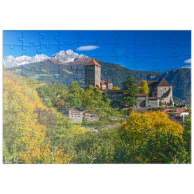 Darstellung des Puzzle Motivs Schloss Tirol im Dorf Tirol bei Meran, Provinz Bozen, Trentino-Südtirol, Italien - Puzzleteile: 100