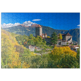 Darstellung des Puzzle-Motivs Schloss Tirol im Dorf Tirol bei Meran, Provinz Bozen, Trentino-Südtirol, Italien – Puzzleteile: 200