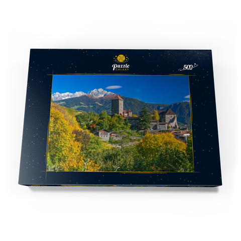 Schloss Tirol im Dorf Tirol bei Meran, Provinz Bozen, Trentino-Südtirol, Italien 500 Puzzle Schachtel Ansicht3