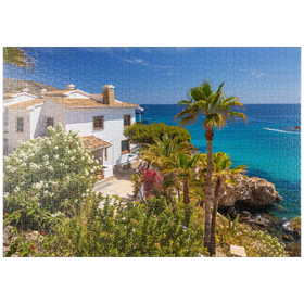 Darstellung des Puzzle-Motivs Ferienhaus an der Küste bei Moraira, Costa Blanca, Spanien – Puzzleteile: 1000