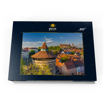 Neutorturm an der Stadtbefestigung mit der Kaiserburg in Nürnberg 1000 Puzzle Schachtel Ansicht3