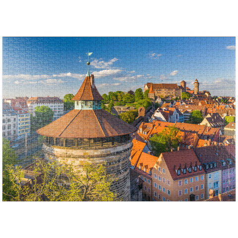 puzzleplate Neutorturm an der Stadtbefestigung mit der Kaiserburg in Nürnberg 1000 Puzzle