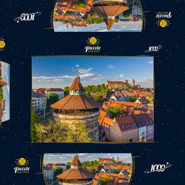 Neutorturm an der Stadtbefestigung mit der Kaiserburg in Nürnberg 1000 Puzzle Schachtel 3D Modell
