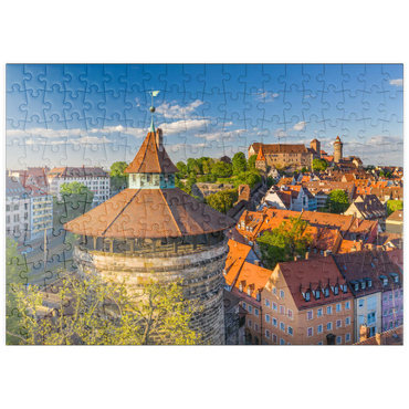 puzzleplate Neutorturm an der Stadtbefestigung mit der Kaiserburg in Nürnberg 200 Puzzle