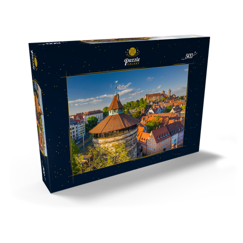Neutorturm an der Stadtbefestigung mit der Kaiserburg in Nürnberg 500 Puzzle Schachtel Ansicht2